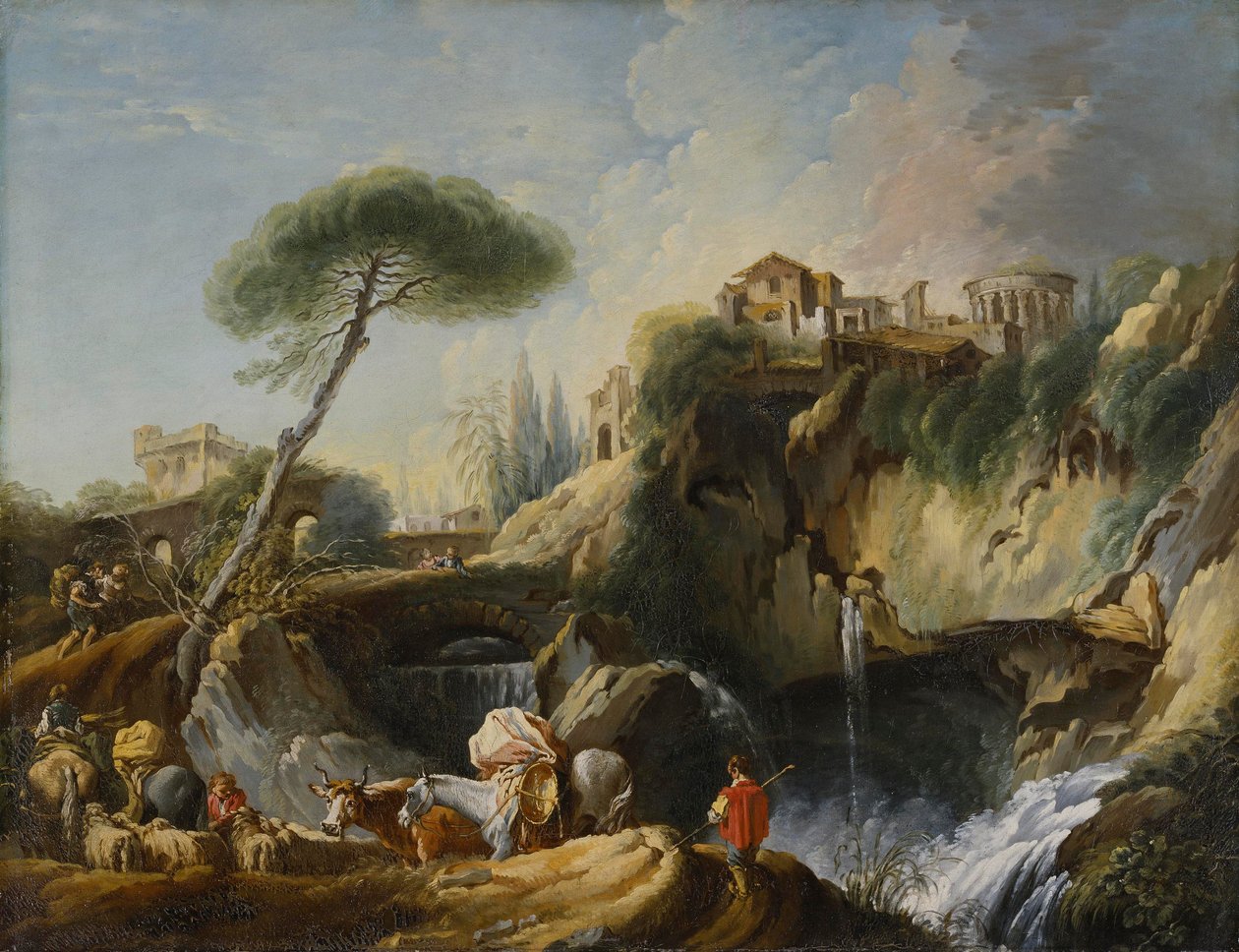 Vista do Tivoli com o Templo de Vesta, c.1749 de François Boucher