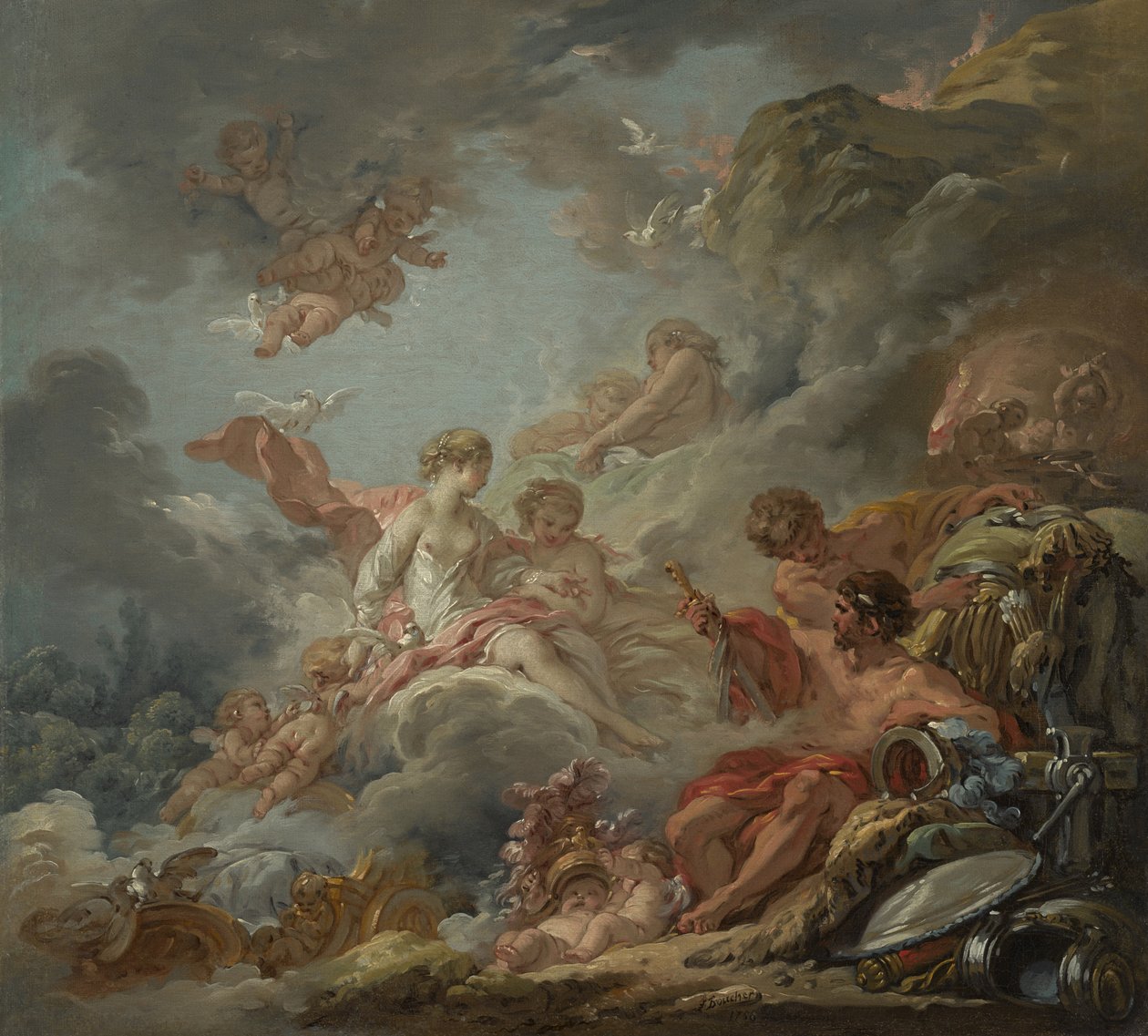 Vulcano Apresentando Braços a Vênus por Enéias, 1756 de François Boucher