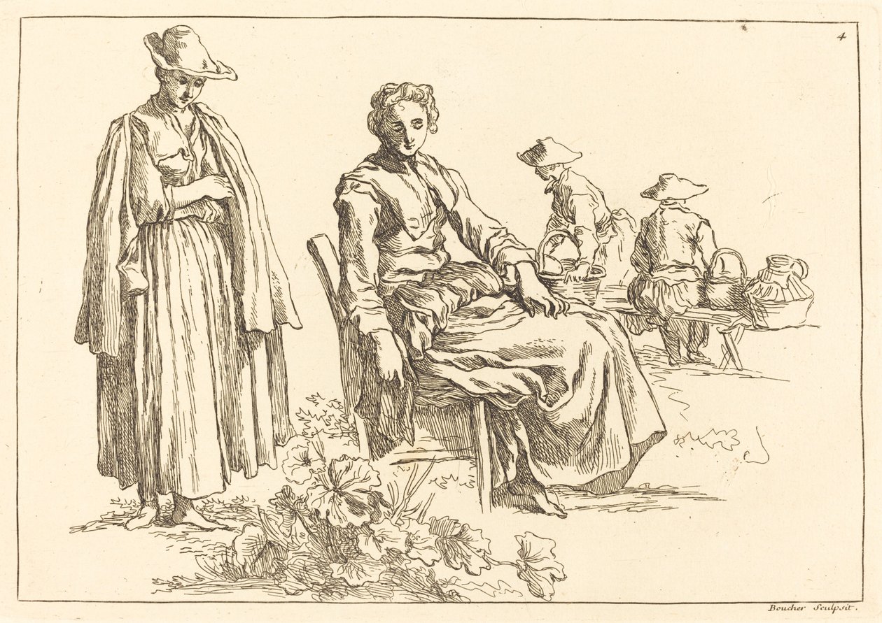Figuras em uma paisagem de François Boucher after Abraham Bloemaert