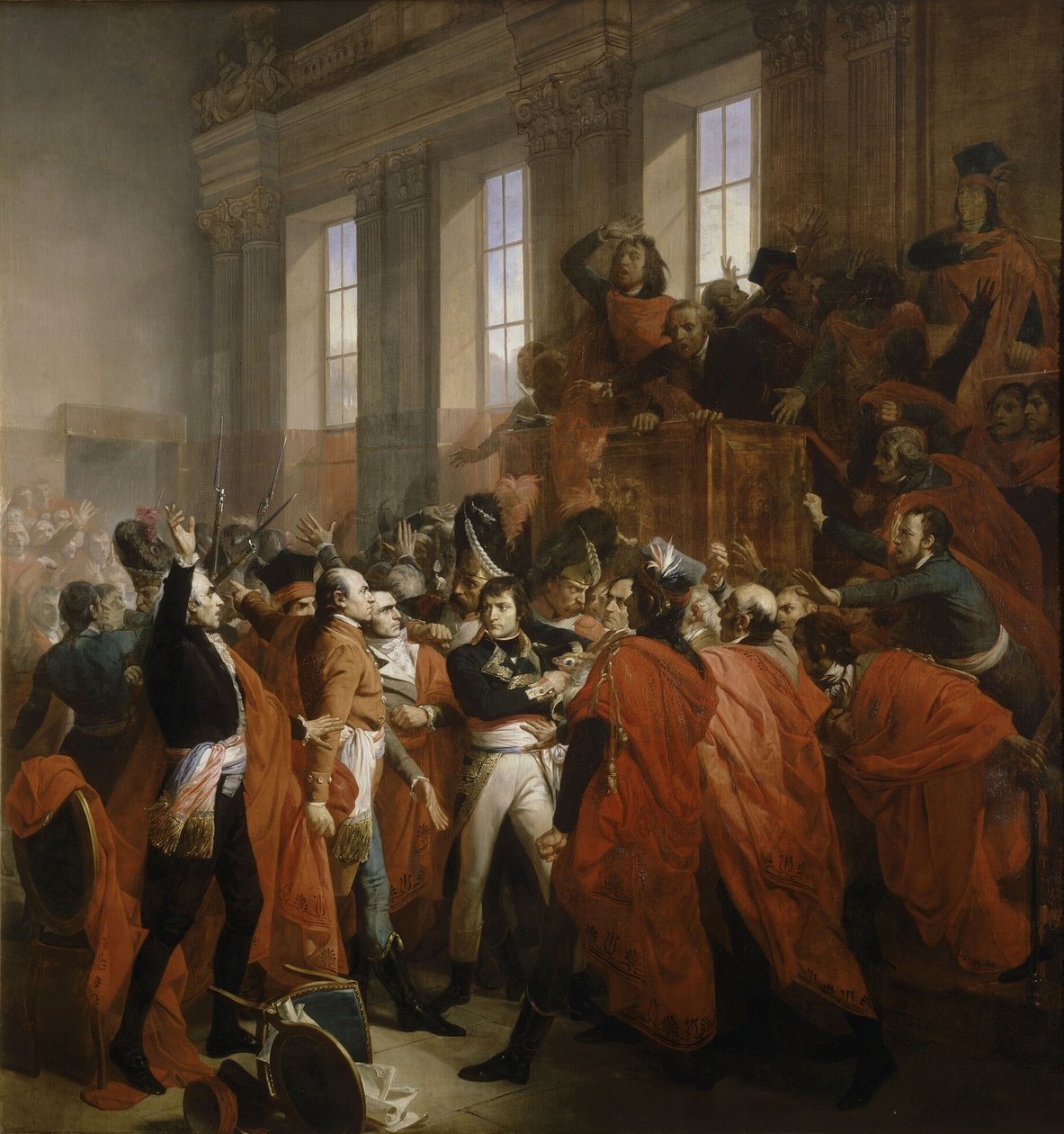 Napoleão Bonaparte no golpe de Estado de 18 de Brumário em Saint-Cloud. de Francois Bouchot