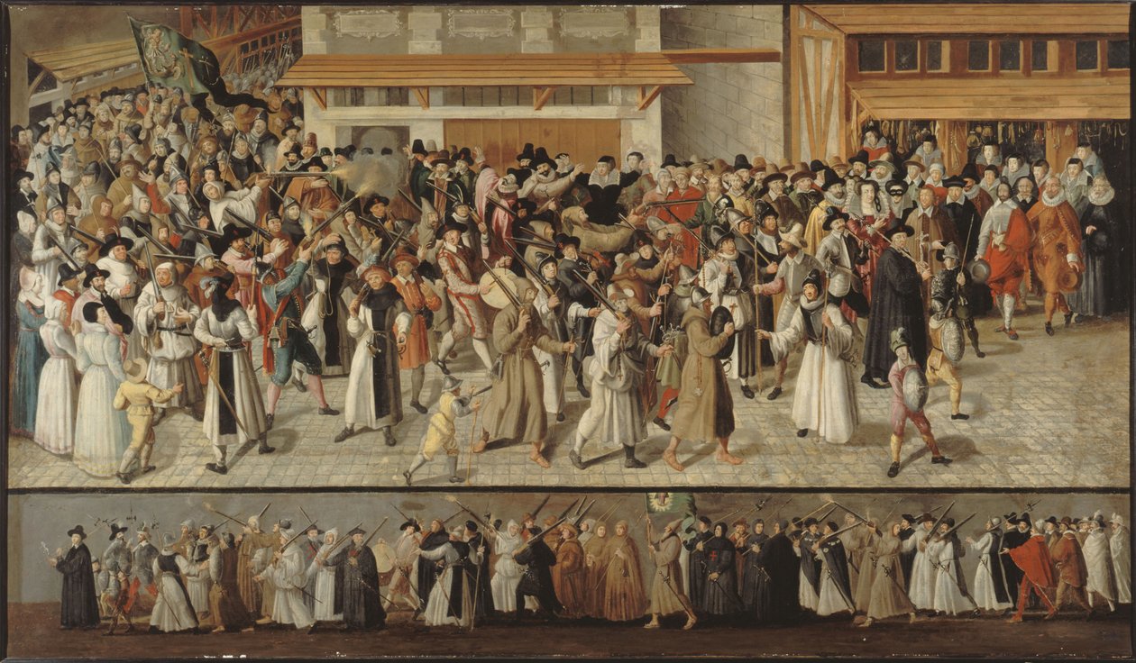 Procissão da Santa Liga nas Ruas de Paris, ca. 1590. de François Bunel the Younger
