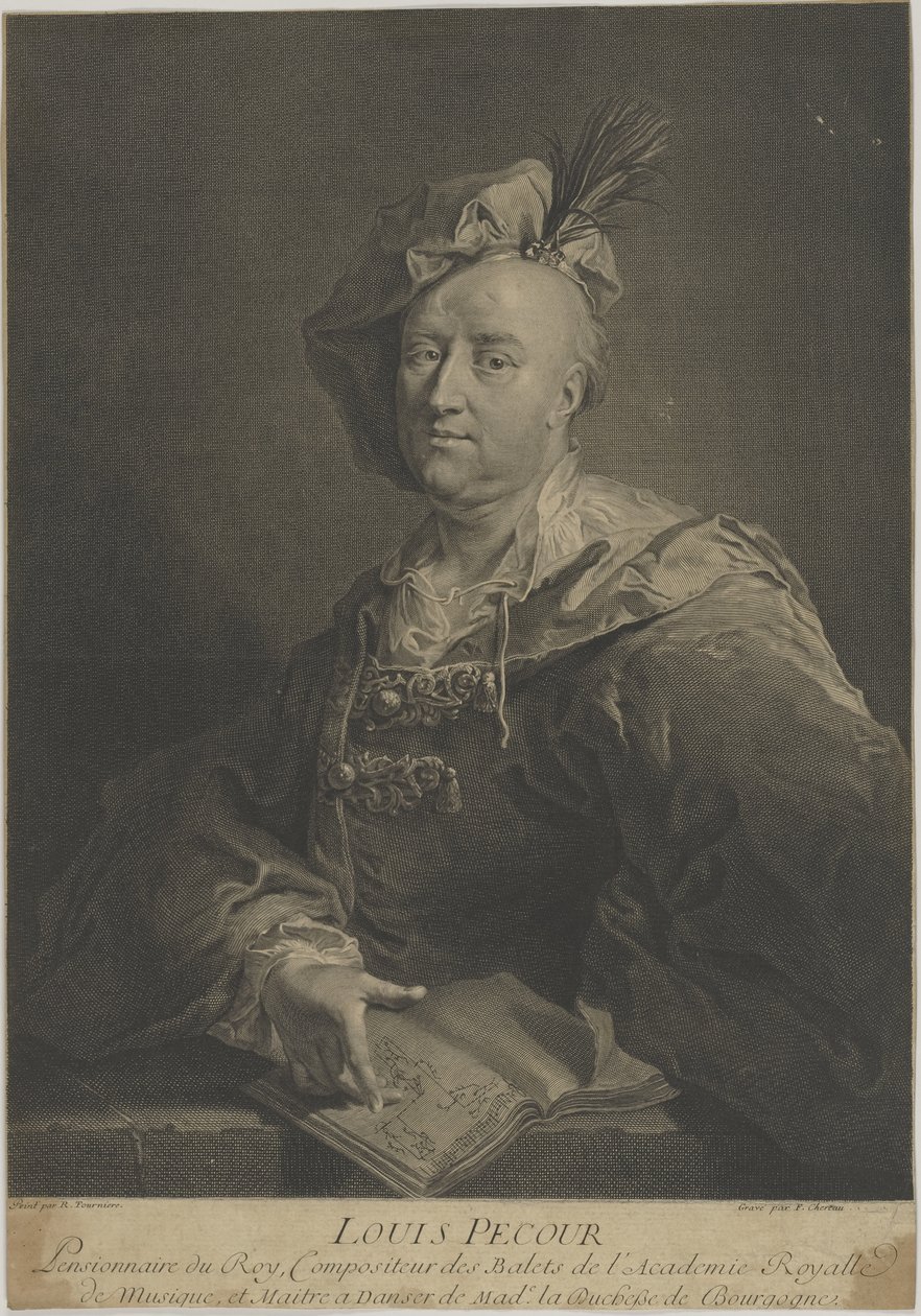Retrato do dançarino e coreógrafo Louis Pécour 1653-1729, ca 1720. de François Chereau