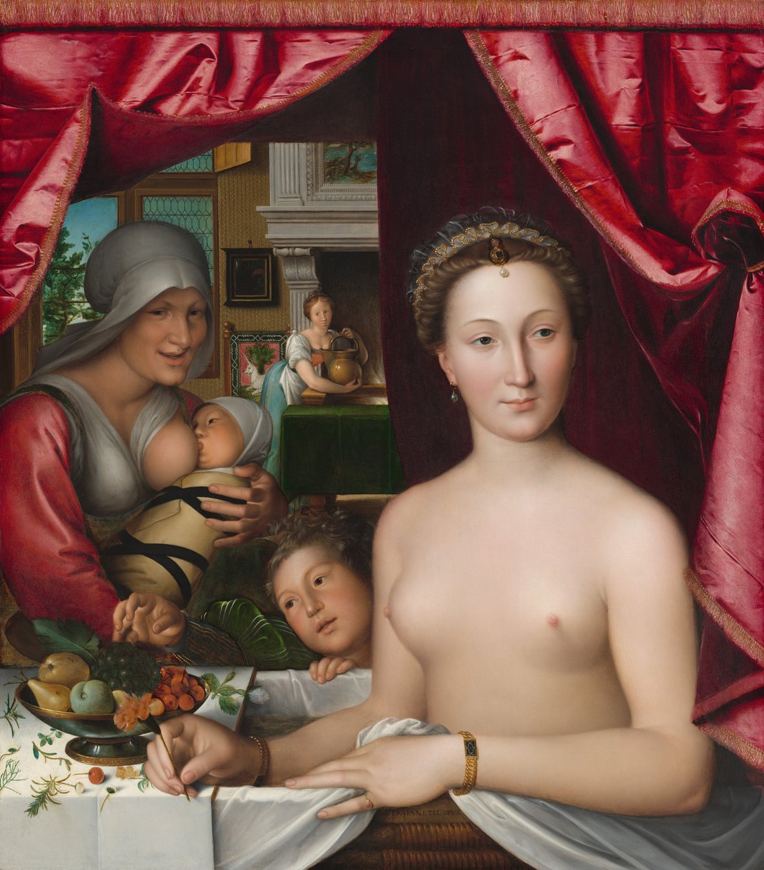 Uma senhora em seu banho, c. 1571. de François Clouet