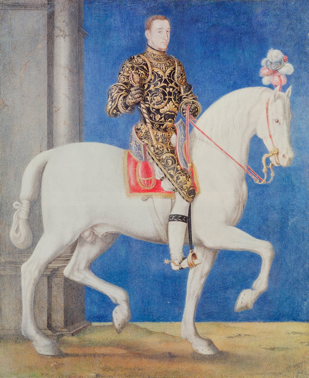 Retrato Equestre Presume-se que seja Delfim Henri II (1519-1559) c.1543 de François Clouet
