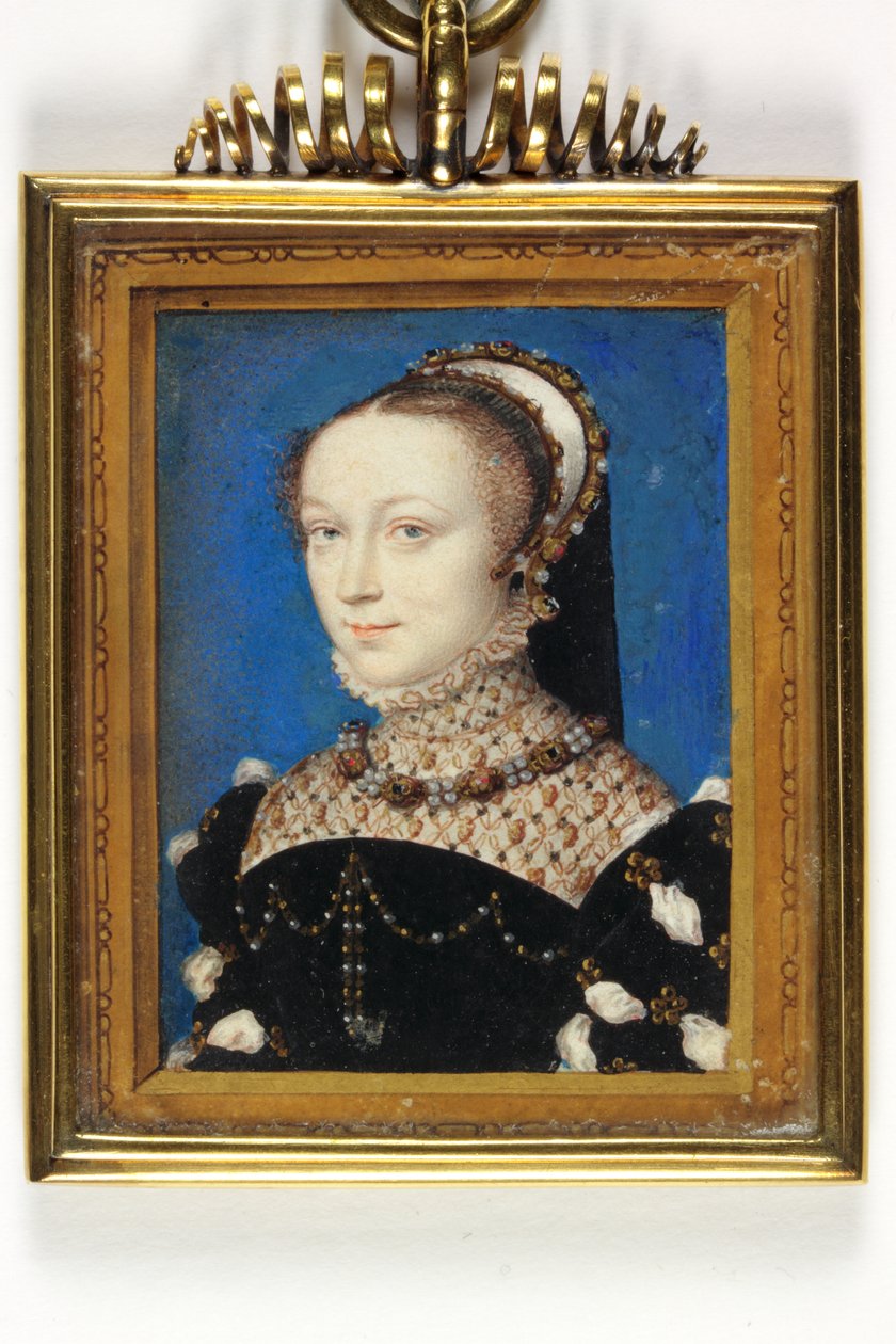 Lady Elizabeth Fitzgerald, Condessa de Lincoln (aguarela e cor de corpo em velino) de François Clouet