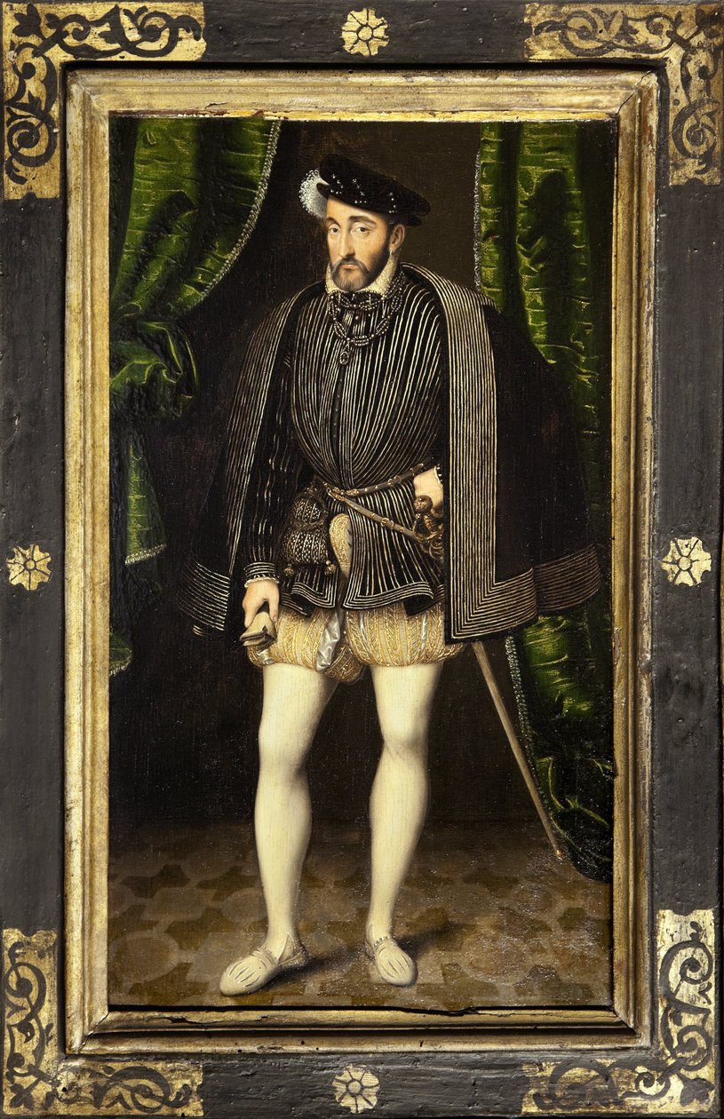 Retrato de Henrique II (1519-1559), filho de François 1st e Claude de France, rei de França de 1547 a 1559, pintura da oficina de François Clouet, feita por volta de 1520-1572, versão reduzida do retrato em tamanho real por François Clouet. Fotografia, KIM de François Clouet