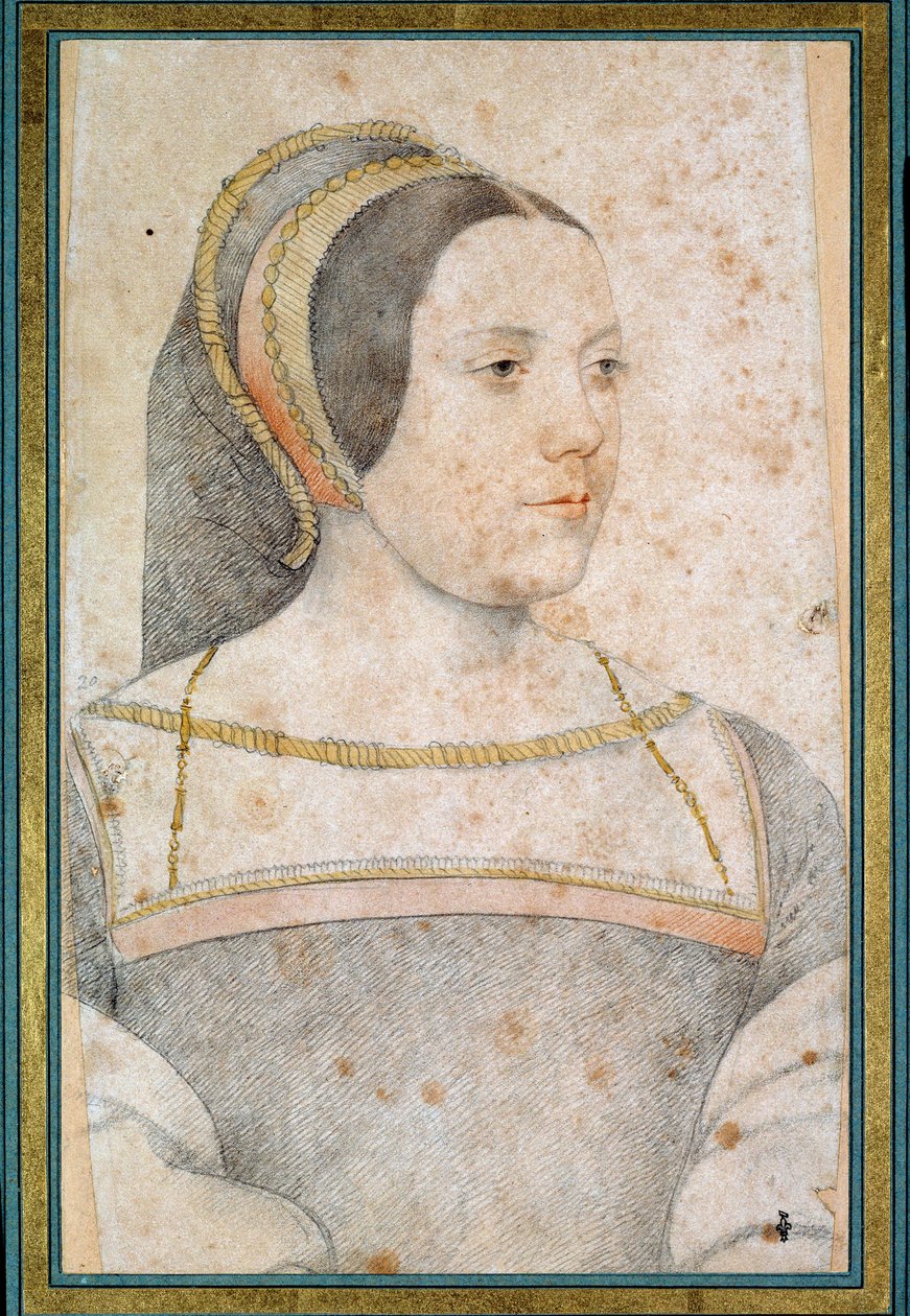 Retrato de Judite de Assigny, esposa de Jean de Crequi, senhor de Cannaples (1502 - 1558). Desenho com pedra negra e sangue de François Clouet (1515-1572) de François Clouet