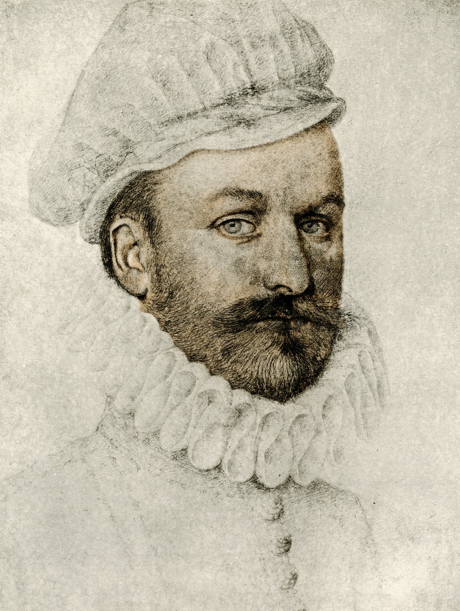 Retrato, de, um, homem, com, ruff, e, boné de François Clouet