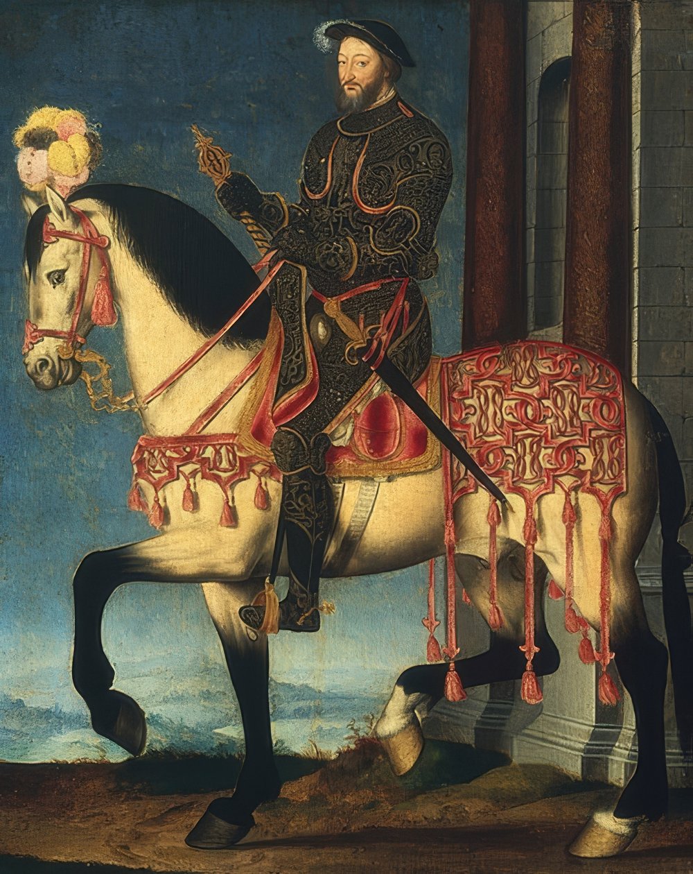 Retrato equestre de Francisco I, rei da França. Por volta de 1540 de François Clouet