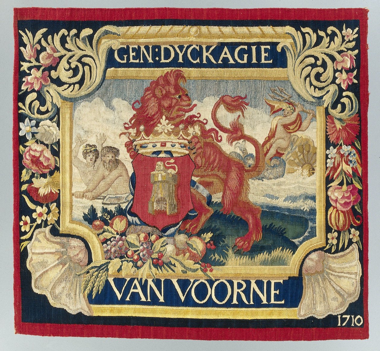 Folha de almofada com uma representação simbólica e o escudo de armas de Voorne de François Coppens (attributed to)