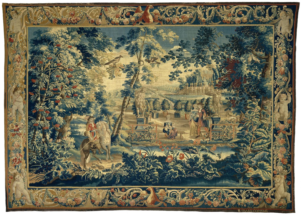 Cena do parque com um cavaleiro e uma companhia galante
Cena do parque com figuras (título da série) de François Coppens