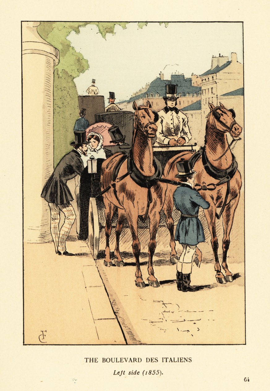 Carros da moda no Boulevard des Italiens, lado esquerdo de François Courboin