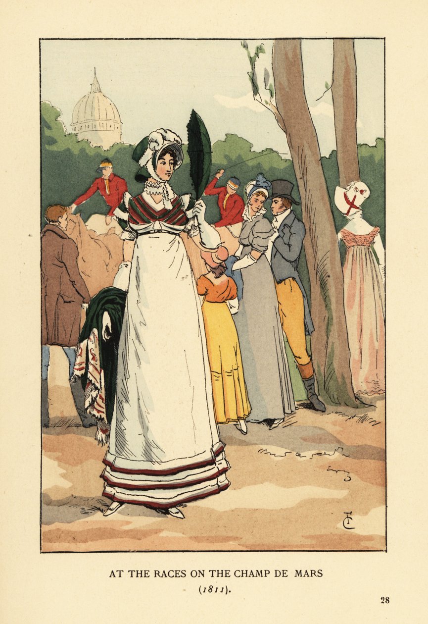 Mulher da moda nas corridas de cavalos no Champ de Mars de François Courboin