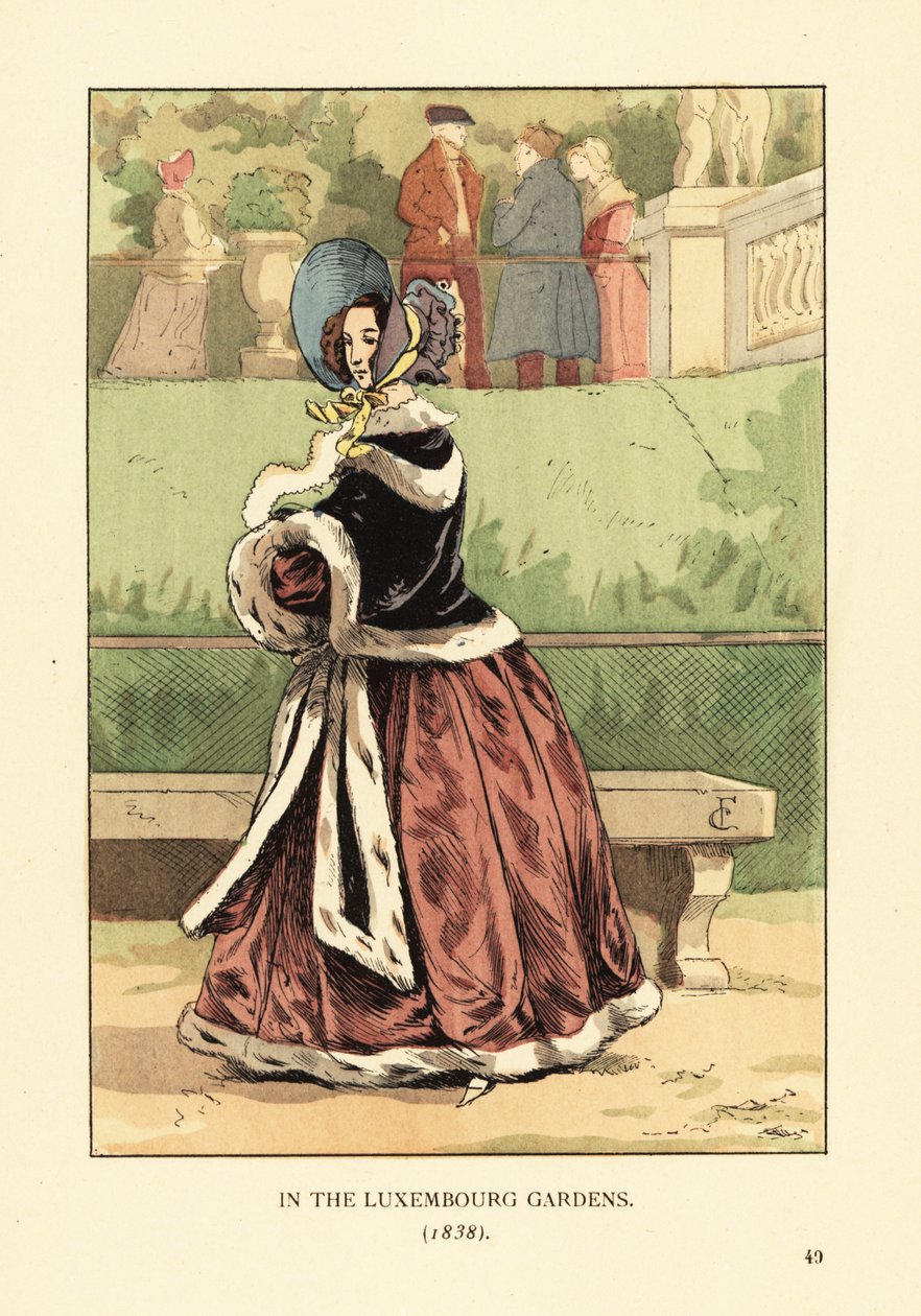 Mulher da moda nos Jardins do Luxemburgo de François Courboin