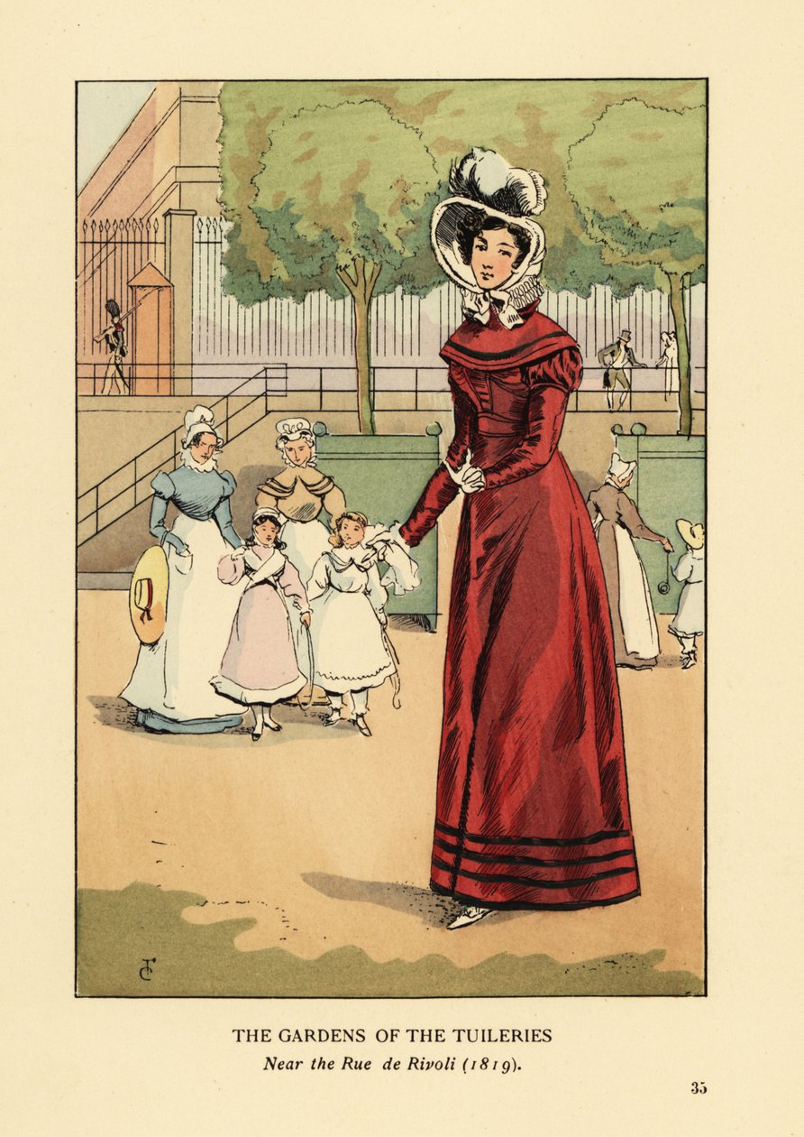 Mulher passeando nos Jardins das Tuileries, perto da rue de Rivoli de François Courboin