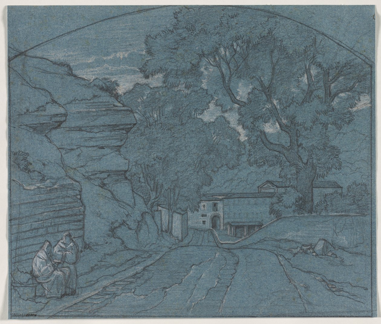Paisagem com dois monges de François Edouard Bertin
