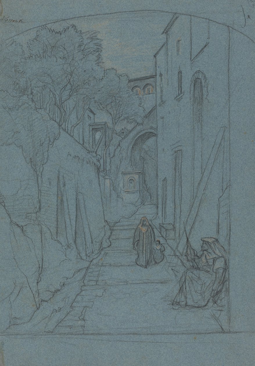 Veja uma rua em Sorrento [verso] de François Edouard Bertin