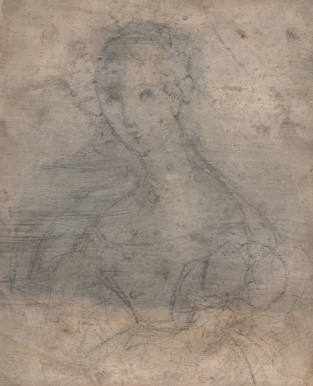 Esboço de Marie Louise Tetu, Madame François Fleischbein, antes de c.1833 (mídia mista (caneta, tinta e giz)) de François Fleischbein