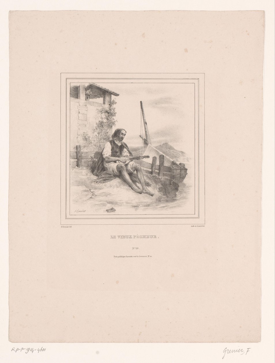 Velho pescador com alaúde junto à água
Le vieux pêcheur (título sobre o objecto) de François Grenier