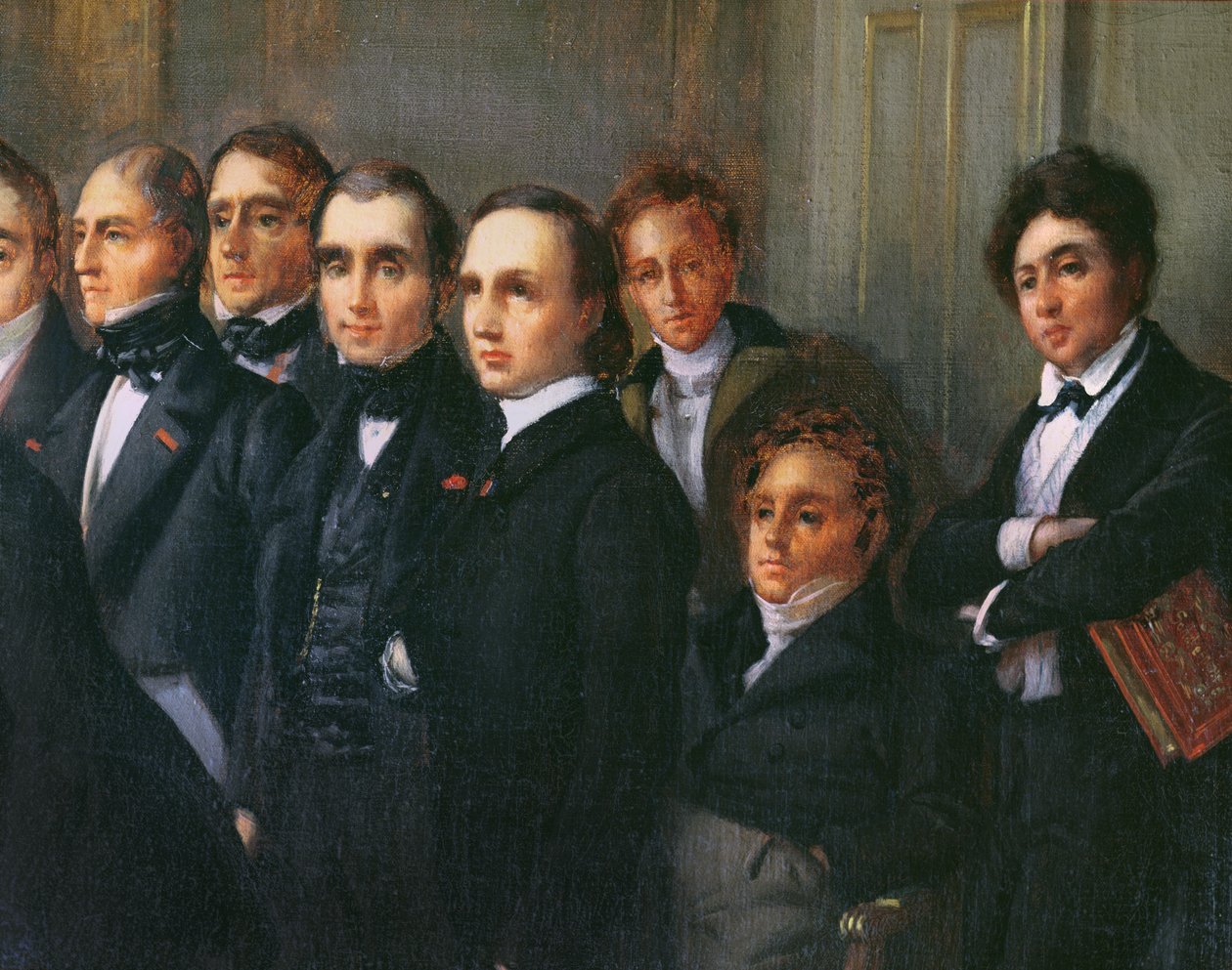 Palestra no foyer da Comédie Française, 26 de maio de 1828 (detalhe) de François Joseph Heim