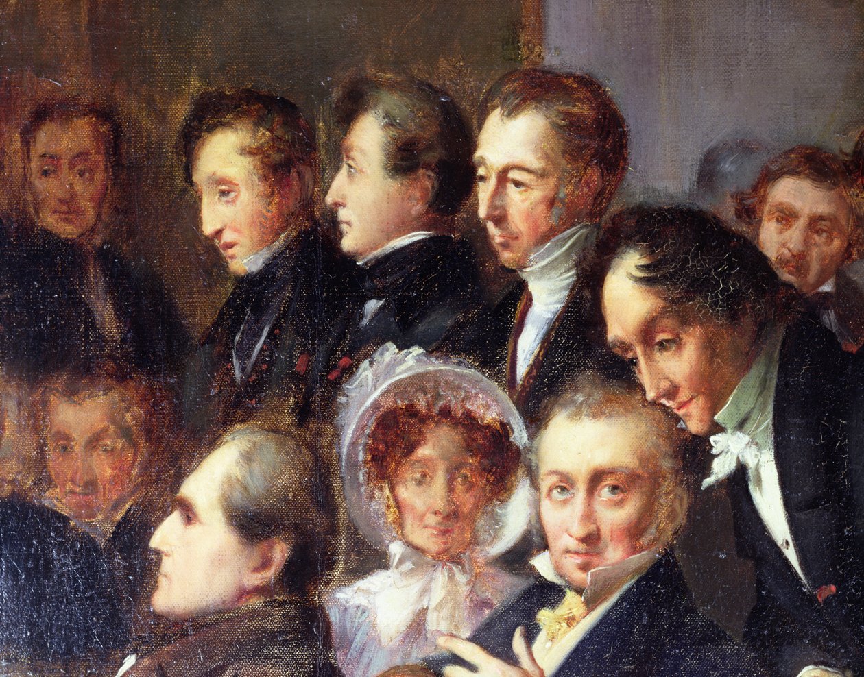 Palestra no foyer da Comédie Française, 26 de maio de 1828, c.1830 (detalhe) de François Joseph Heim