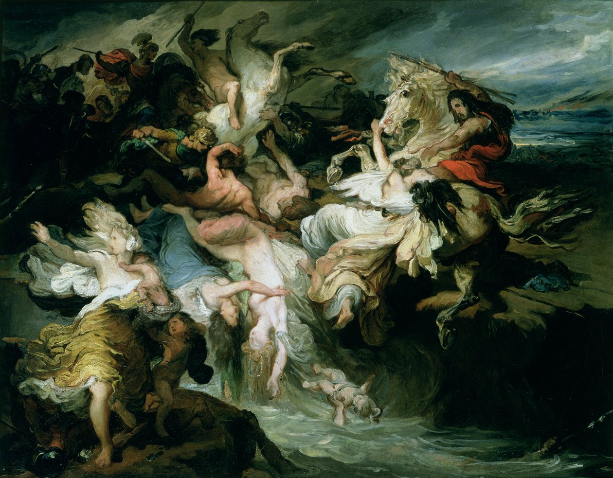 A derrota dos teutões e os cimbros de Caio Mário (c.157-86 aC) (óleo sobre papel sobre tela) de François Joseph Heim