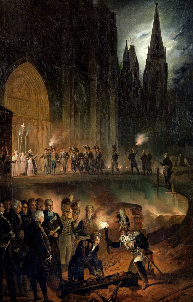 Transferindo os ossos da família real para a Igreja de St. Denis, 18 de janeiro de 1817 de François Joseph Heim