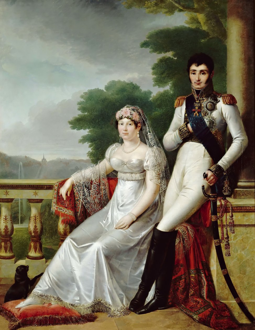Jérôme Bonaparte e Catharina de Württemberg como Rei e Rainha da Vestfália de François Joseph Kinson