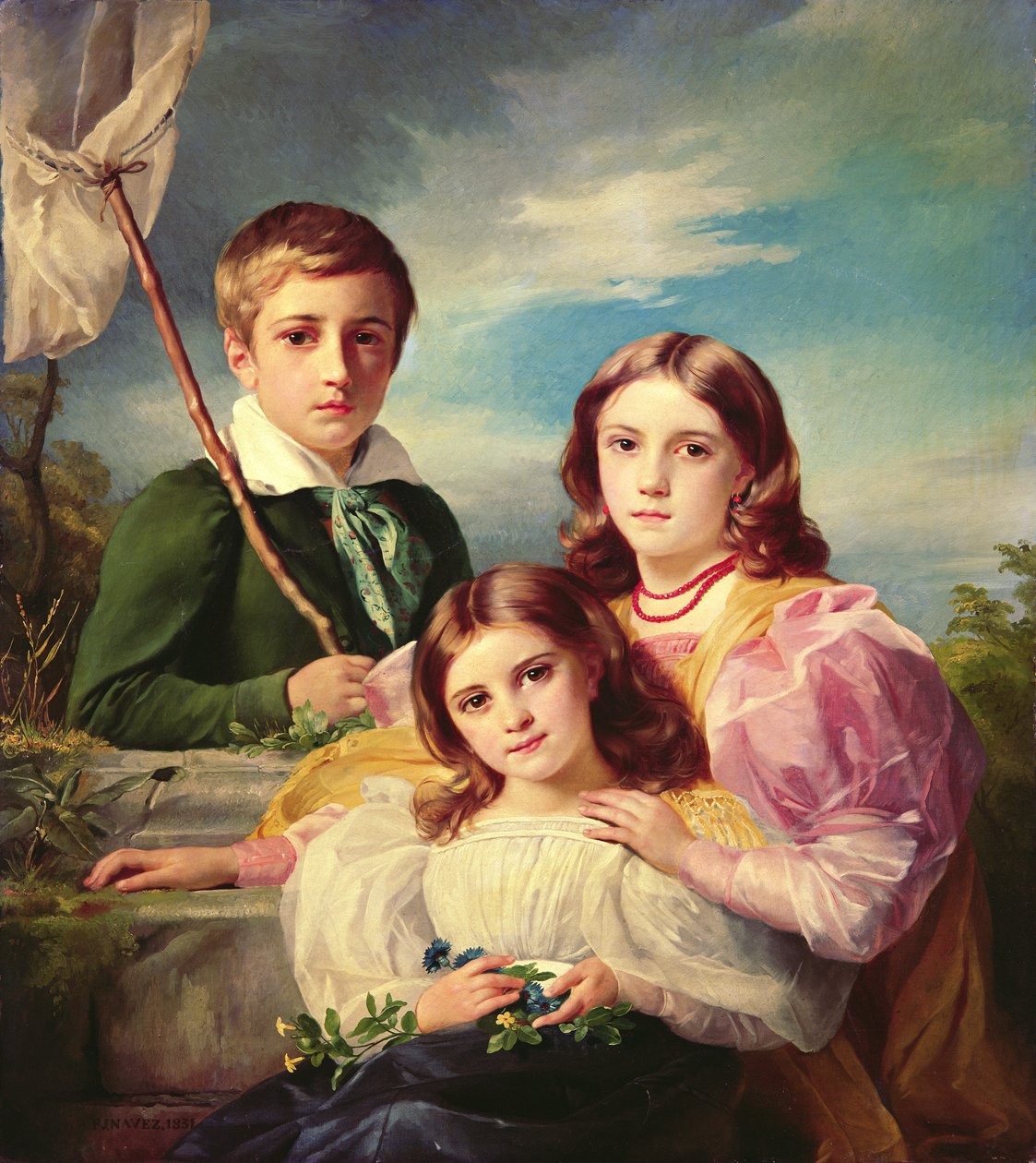 Leon Suys e suas duas irmãs do século XIX de François Joseph Navez