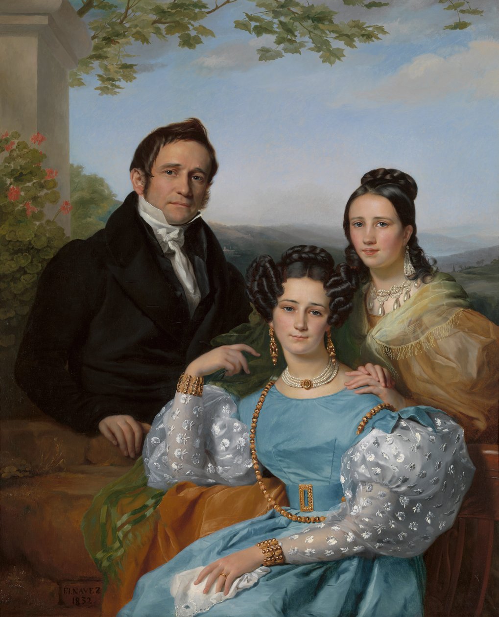 Retrato de Théodore Joseph Jonet e suas duas filhas, 1832. de François Joseph Navez