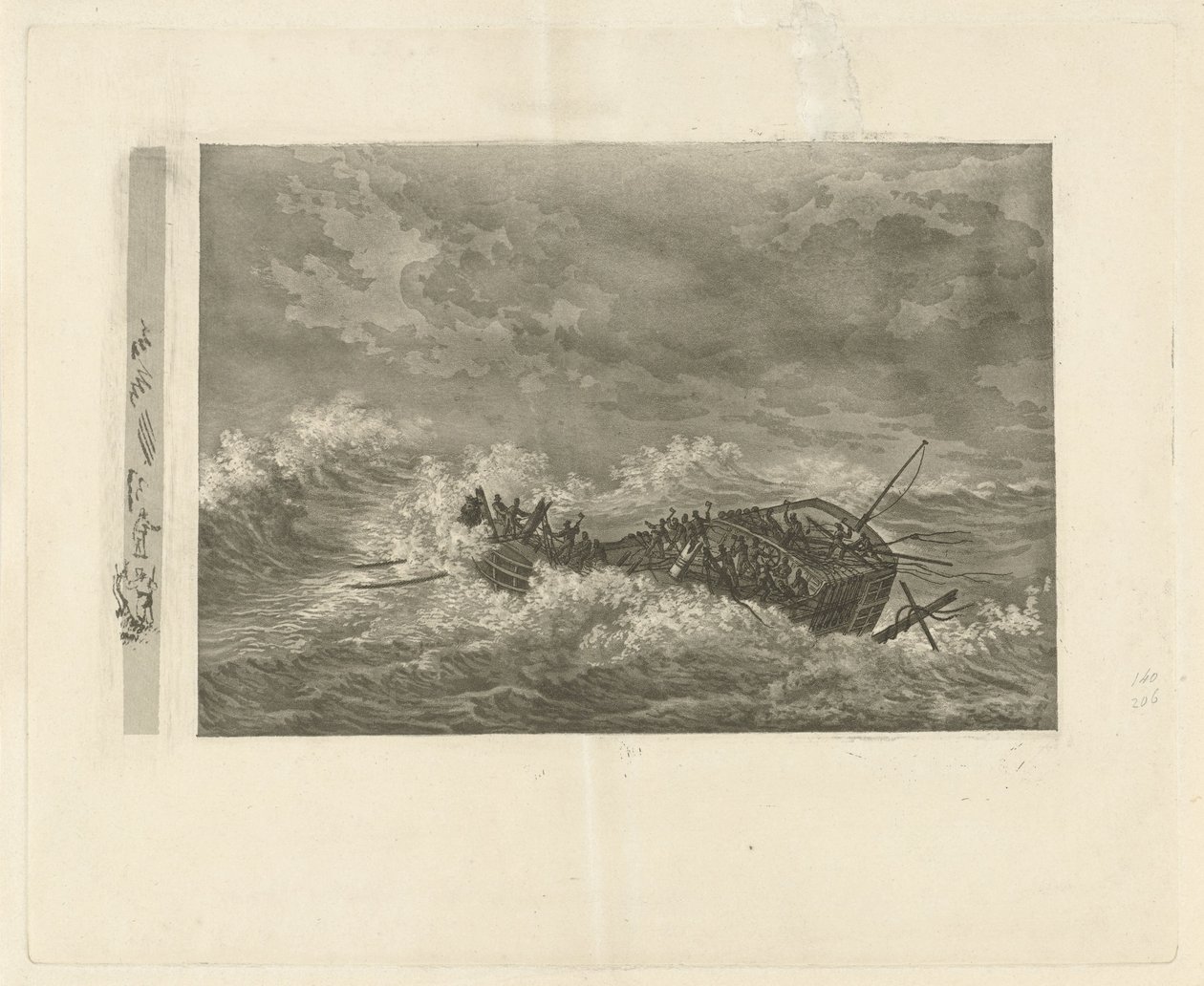 Mar tempestuoso com navio afundando de François Joseph Pfeiffer (II)