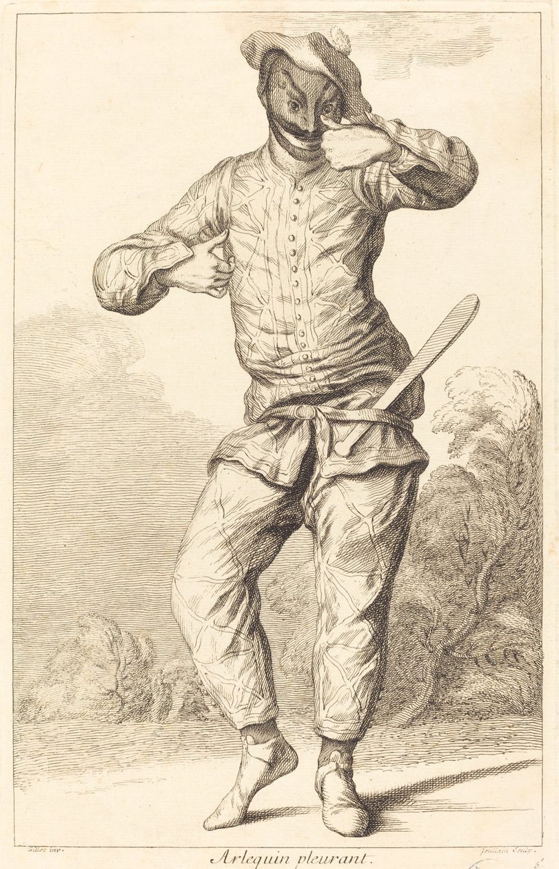 arlequim chorando de François Joullain after Claude Gillot