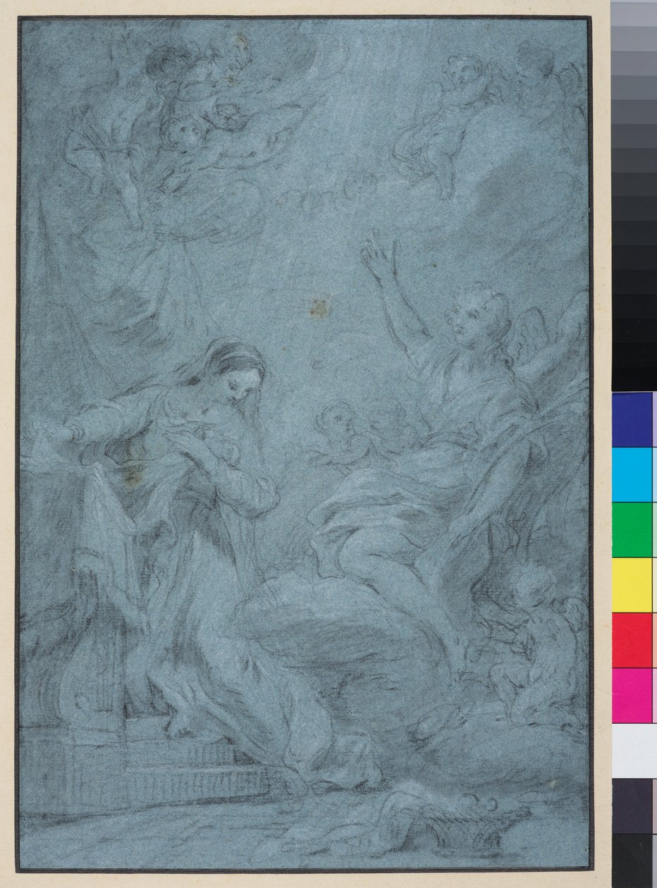 Anunciação, c.1727 (giz sobre papel) de François Lemoyne