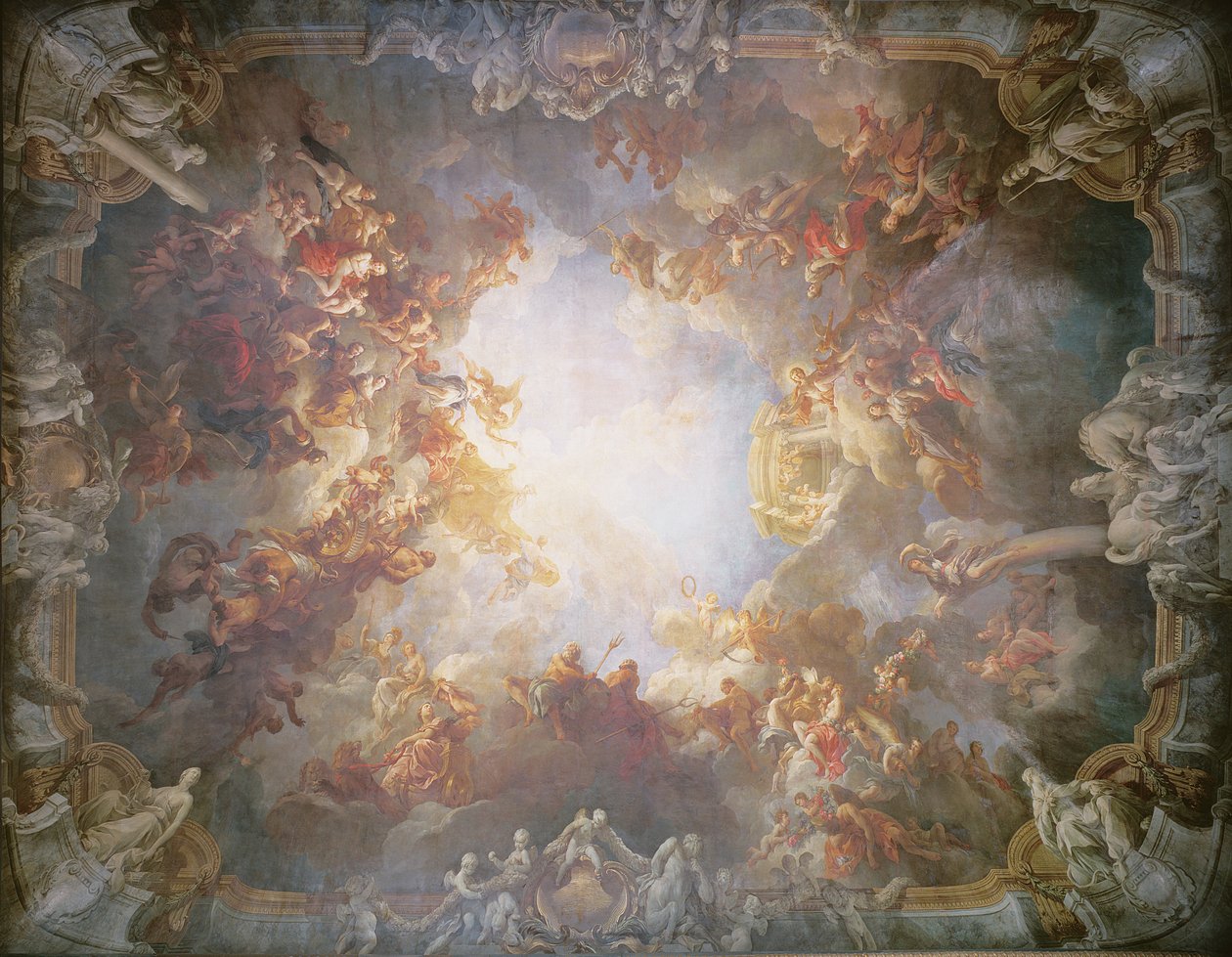 A Apoteose de Hércules, do teto do Salão de Hércules, 1733-6 de François Lemoyne
