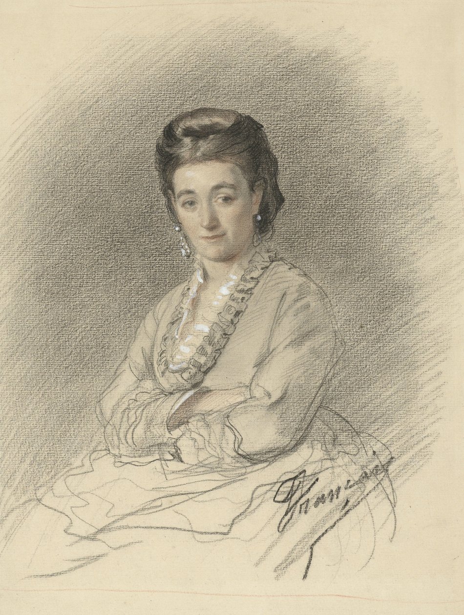 Senhora sentada, braços cruzados de François Louis Français (signed by artist)