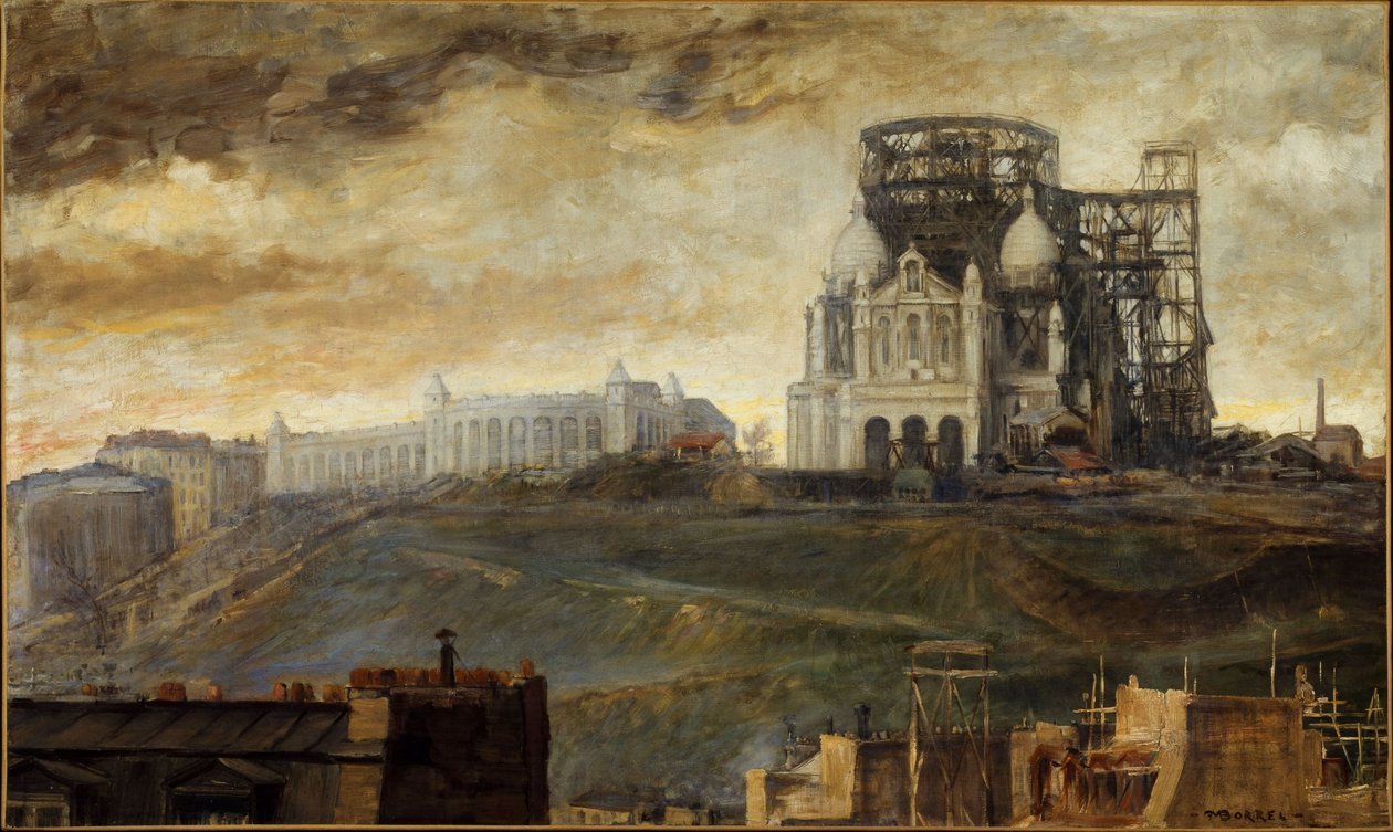 O Butte Montmartre com o Sacré-Coeur em construção, ca. 1890 (óleo sobre tela) de François Marius Borrel