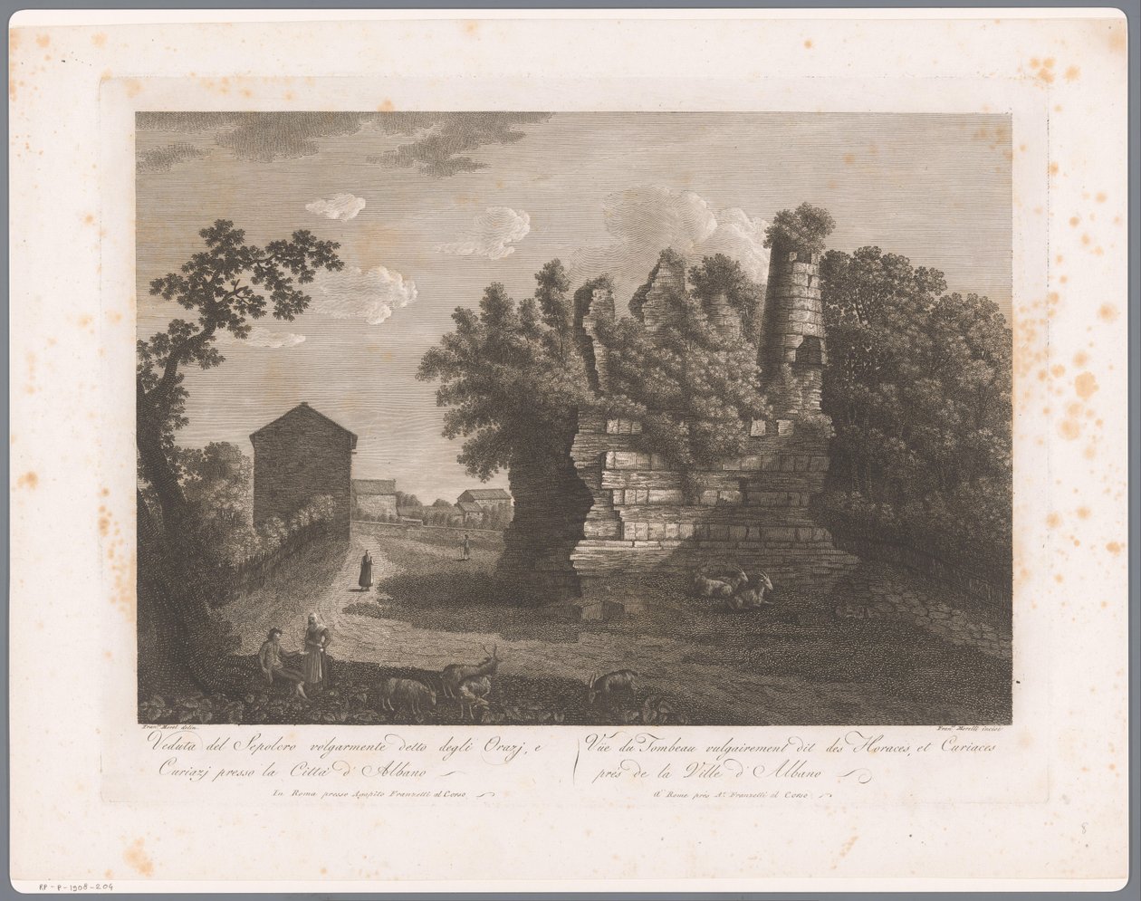 Vista dos túmulos de Horatii e Curiatii (Albano) Vistas de Roma (título da série) de François Morel