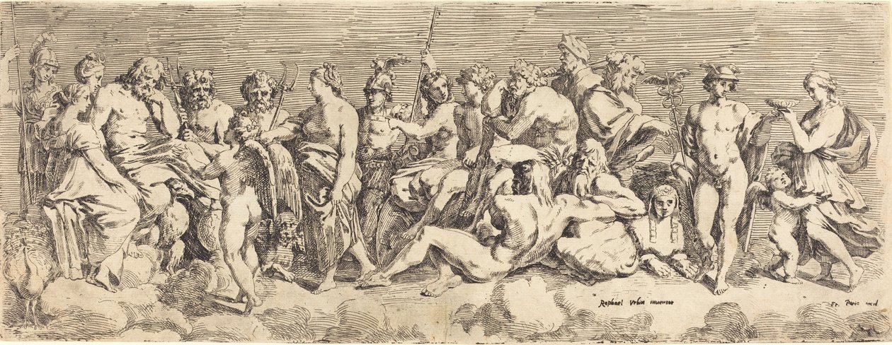 A Admissão de Psique ao Olímpia de François Perrier after Raphael