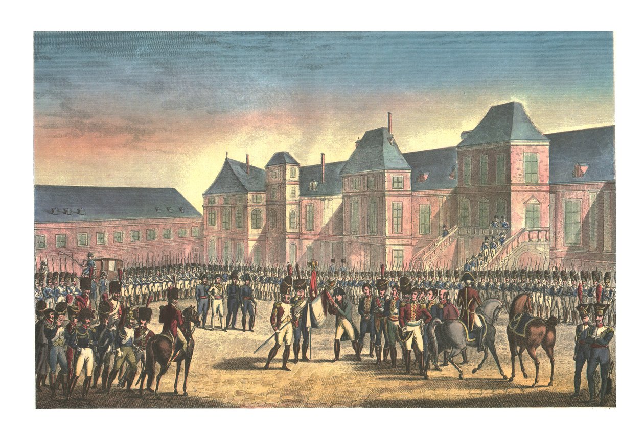 Partida de Napoleão de Fontainebleau, 20 de abril de 1814, c1850 de François Pigeot
