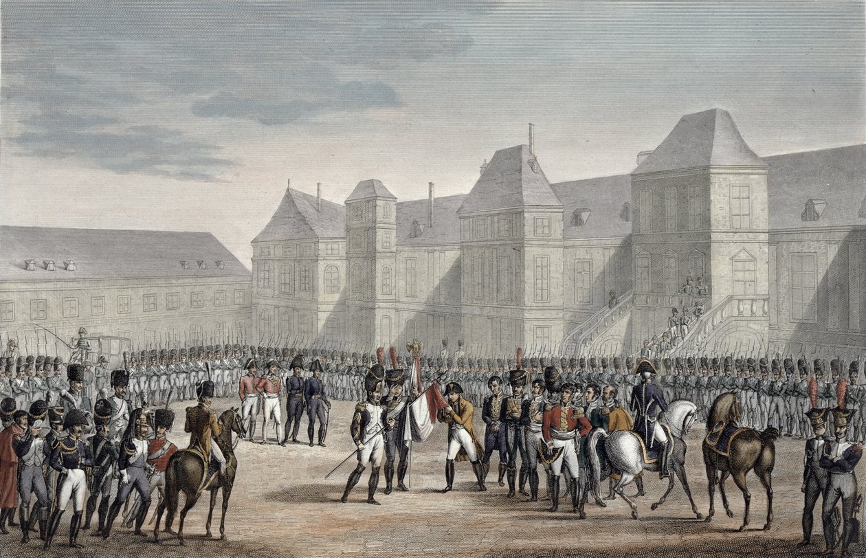 A abdicação de Napoleão e sua partida de Fontainebleau para Elba, 20 de abril de 1814 de François Pigeot