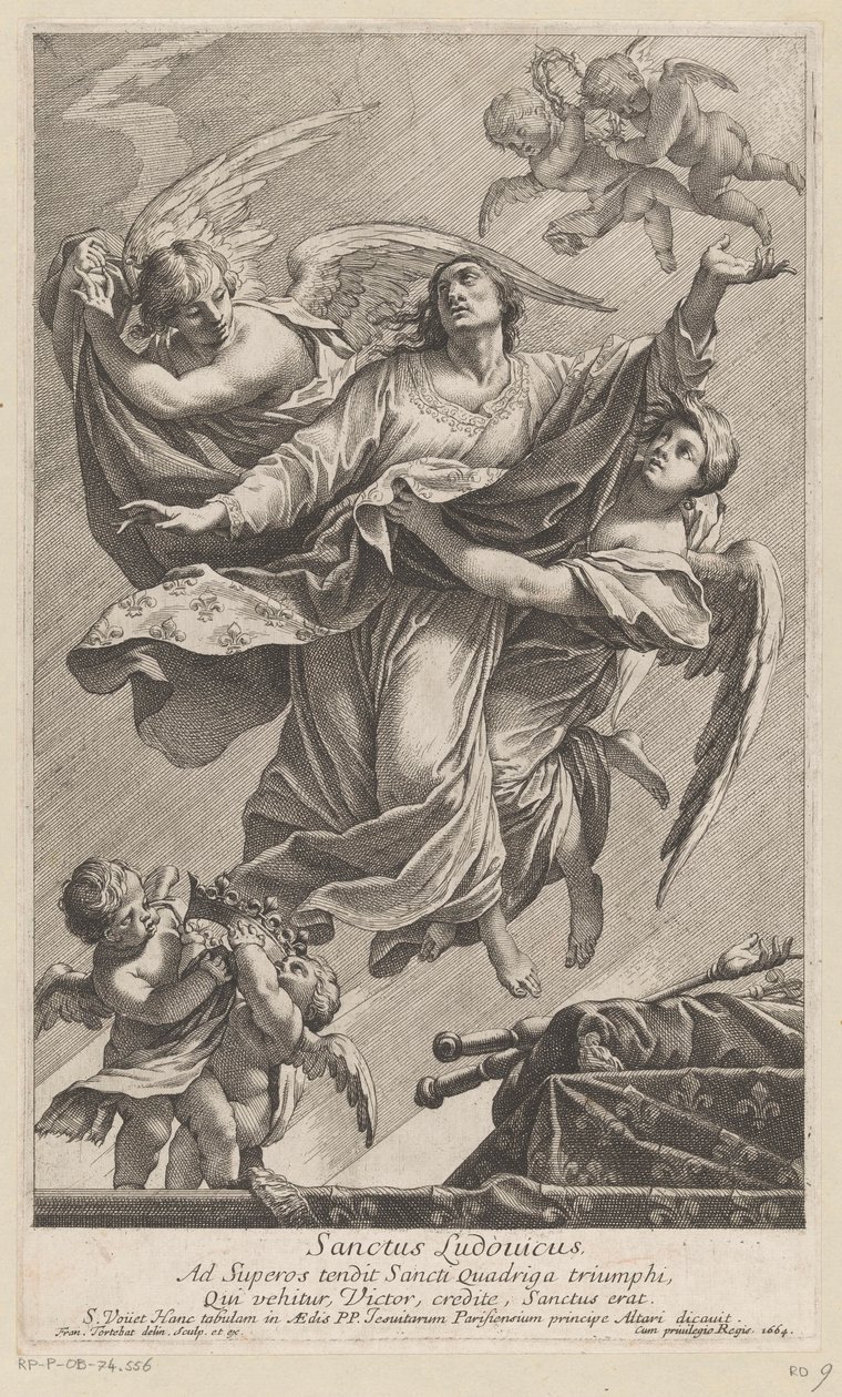 São Luís IX levado para o céu por dois anjos
Sanctus Ludovicus (título sobre o objecto) de François Tortebat