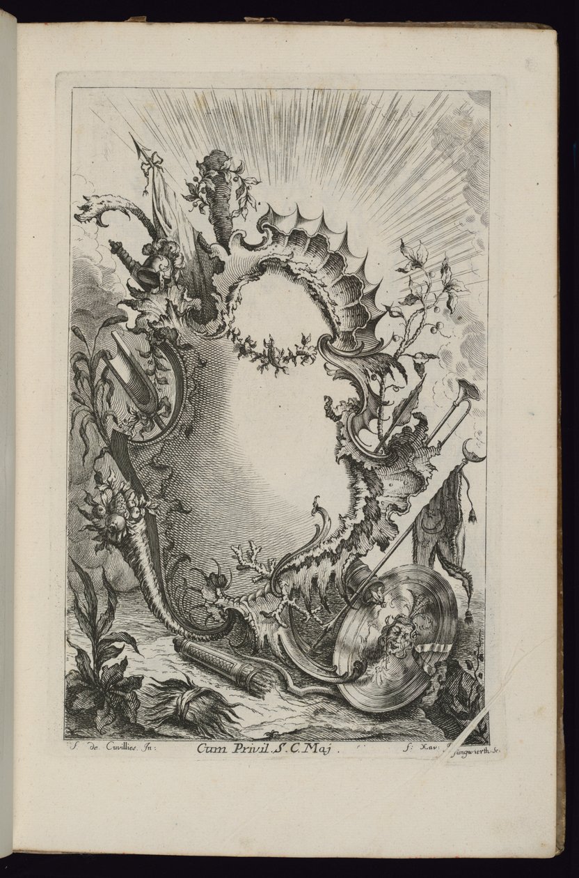 Cartucho com Troféu Armorial, Livro de Cartuchos para Diferentes Usos de François de Cuvilliés the Elder