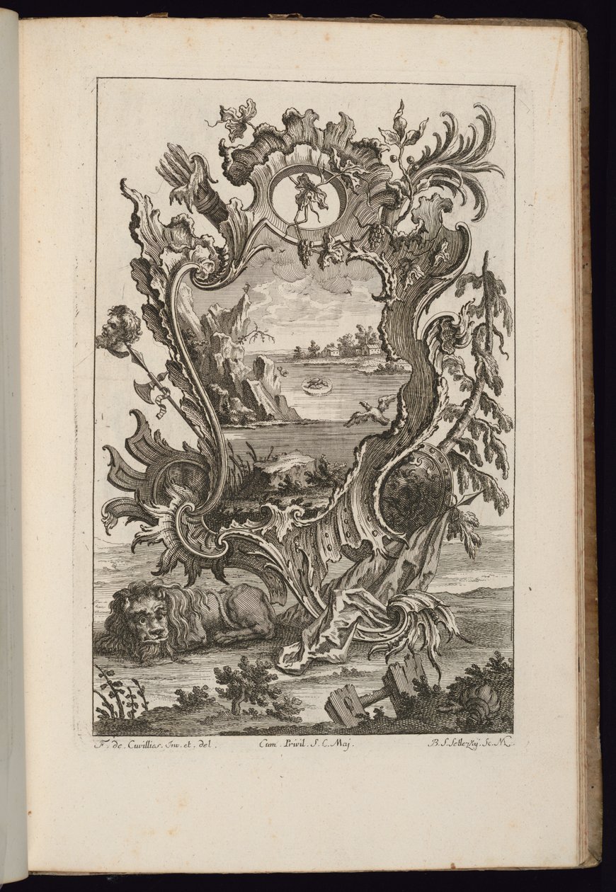Cartucho com Aljava e Leão, Livro dos Cartuchos Irregulares de François de Cuvilliés the Elder