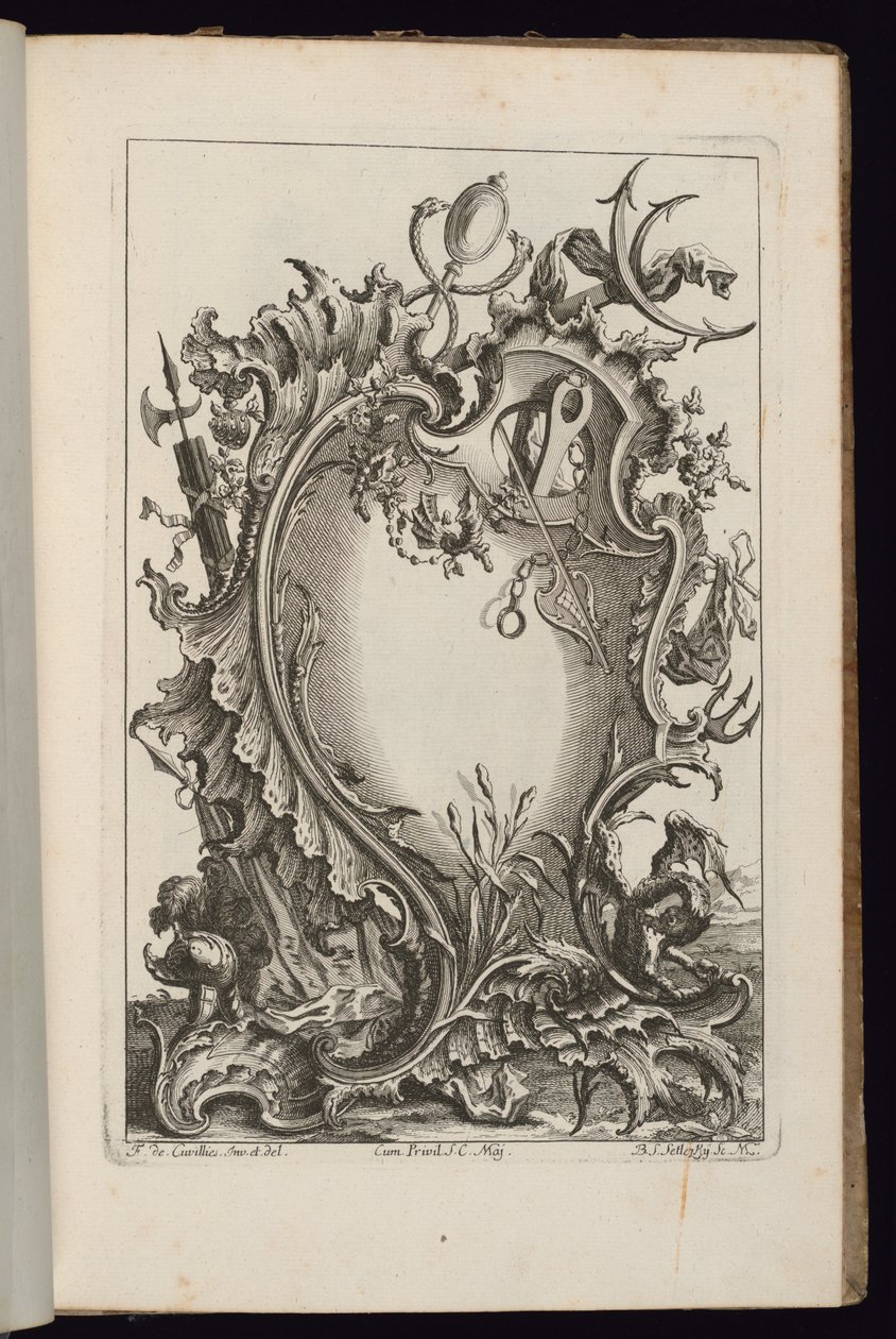 Cartucho com Cajado de Mercúrio, Livro dos Cartuchos Irregulares de François de Cuvilliés the Elder