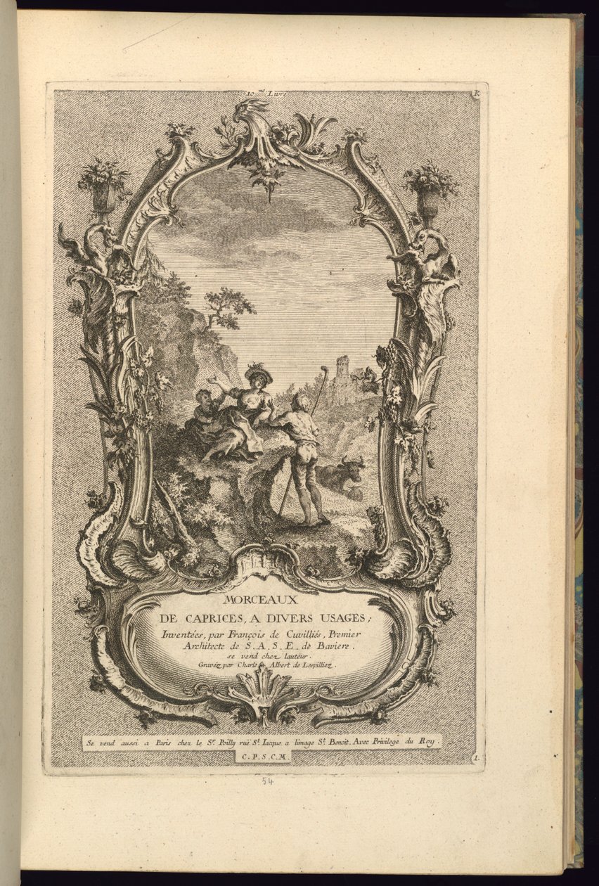 Design para Cartouche com Compartimentos Grandes e Pequenos de François de Cuvilliés the Elder