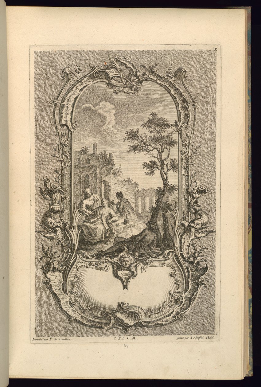 Design para Cartouche com Compartimentos Grandes e Pequenos de François de Cuvilliés the Elder