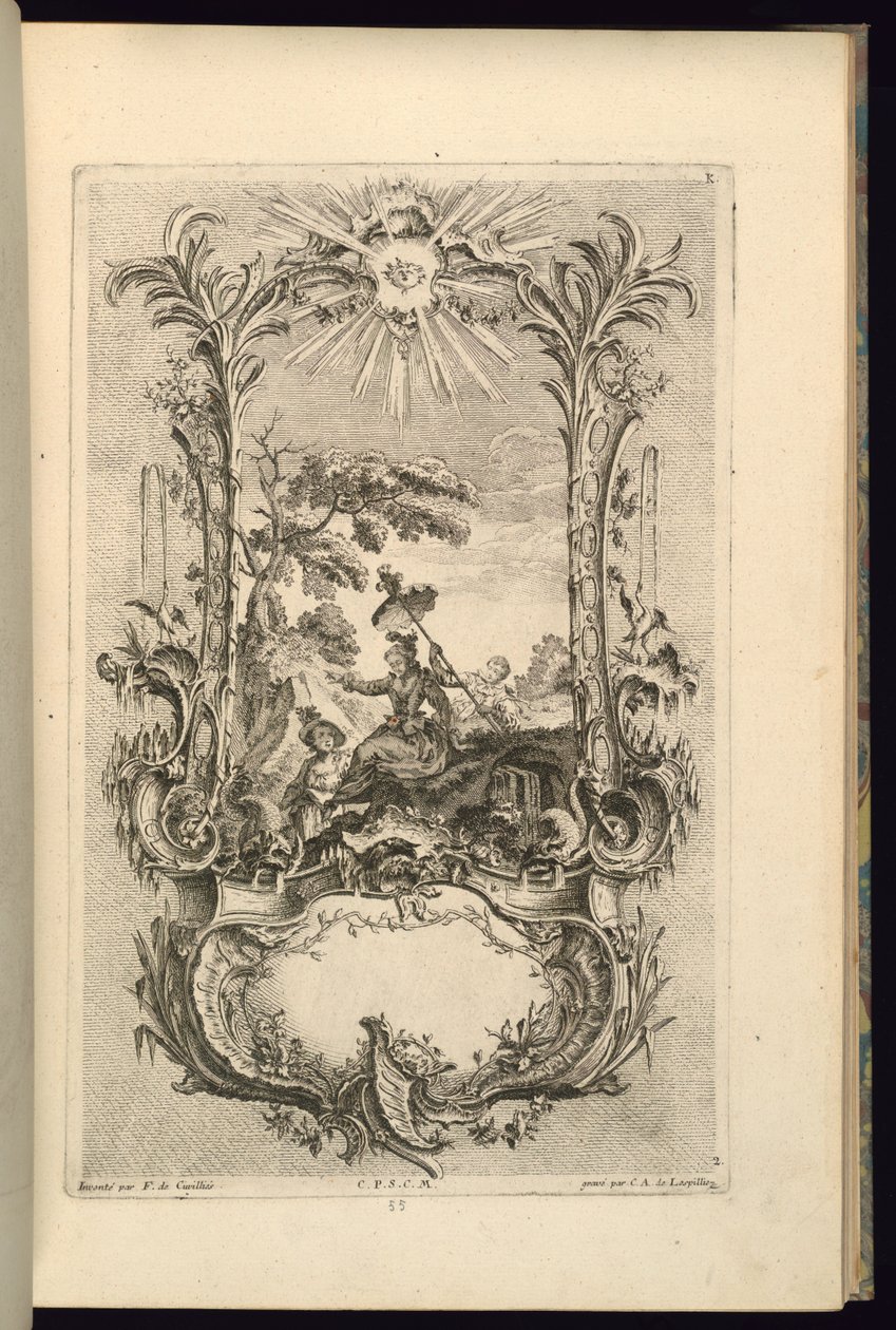 Design para Cartouche com Compartimentos Grandes e Pequenos de François de Cuvilliés the Elder