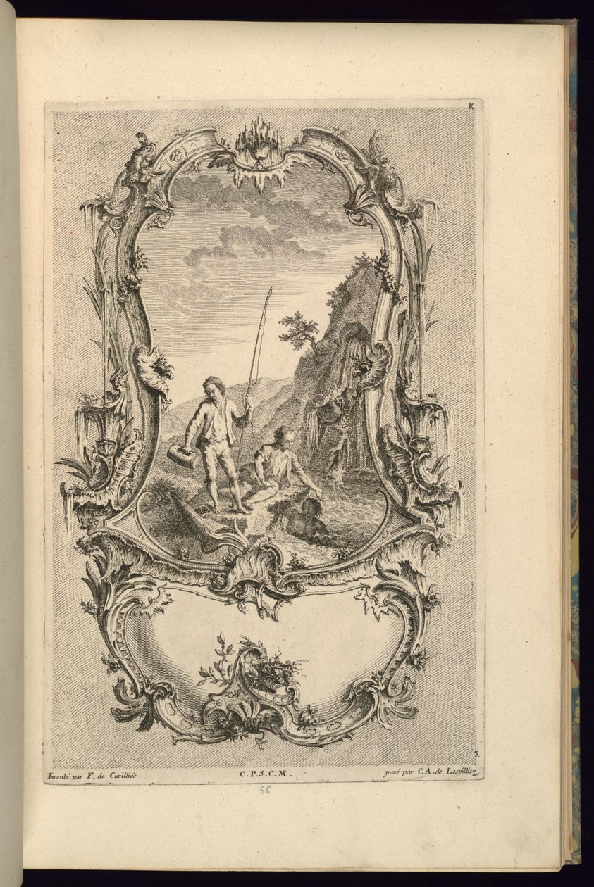 Design para Cartouche com Compartimentos Grandes e Pequenos de François de Cuvilliés the Elder