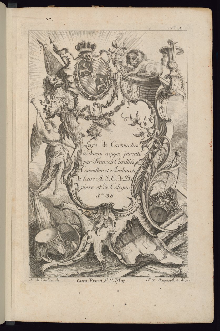 Página de rosto, livro de cartuchos para diferentes usos de François de Cuvilliés the Elder