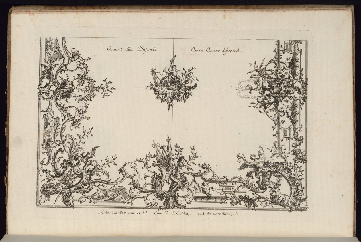 Dois quartos de um teto, novo livro de tetos irregulares de François de Cuvilliés the Elder